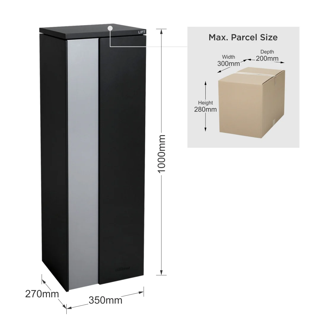 Ascot Parcel Pillar Letterbox - Black - Image 17