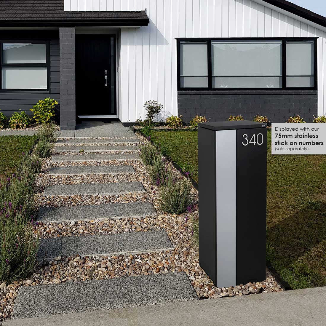 Ascot Parcel Pillar Letterbox - Black - Image 33