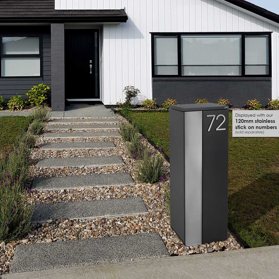 Ascot Parcel Pillar Letterbox - Charcoal - Image 31