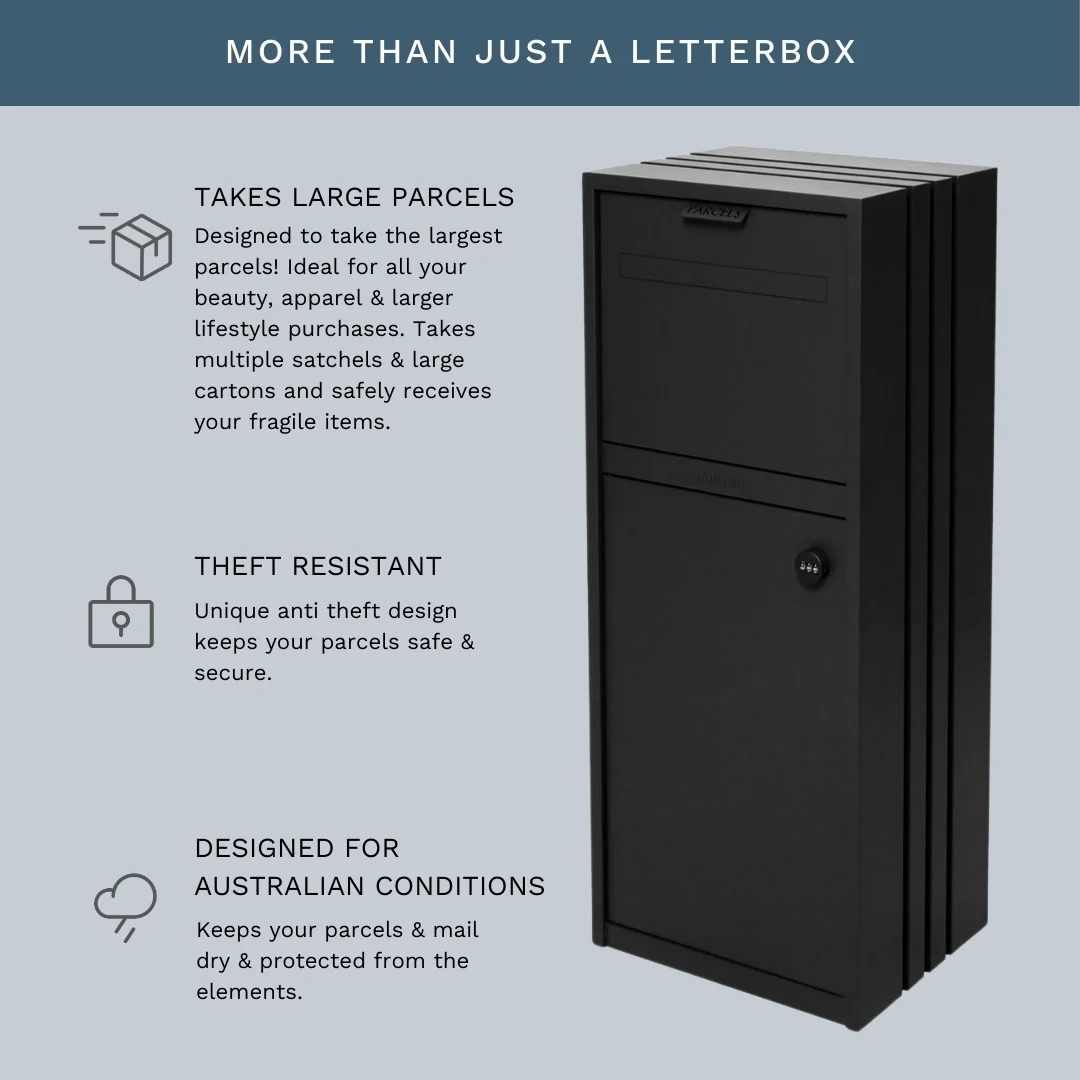 Bondi Parcel Pillar Letterbox - Black - Image 5