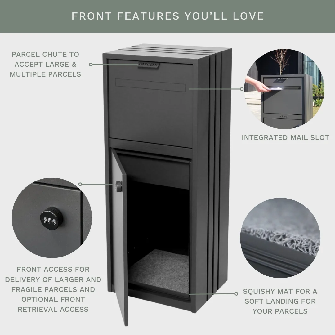 Bondi Parcel Pillar Letterbox - Black - Image 6