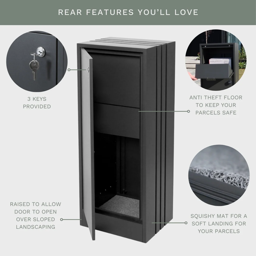 Bondi Parcel Pillar Letterbox - Black - Image 7