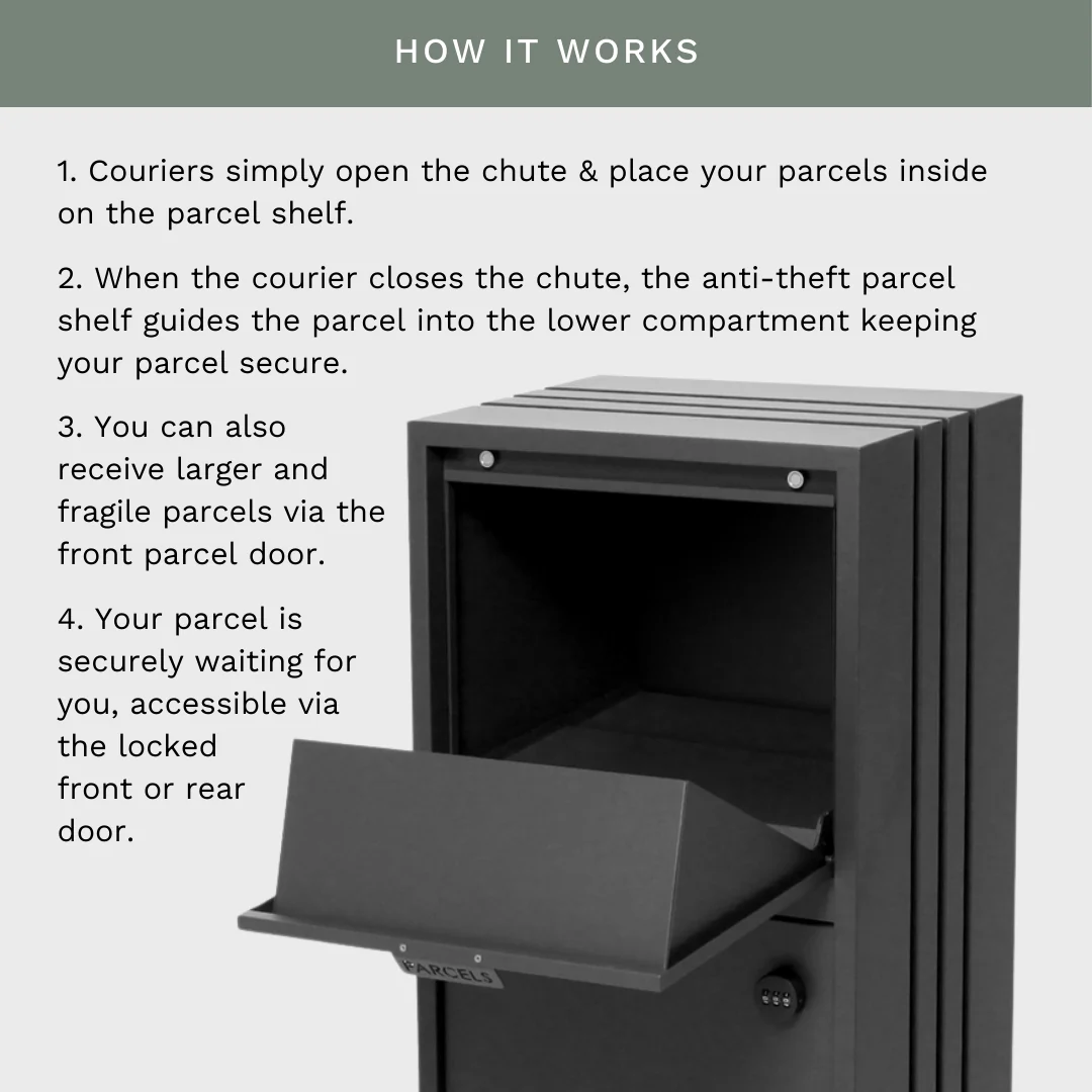 Bondi Parcel Pillar Letterbox - Charcoal - Image 12