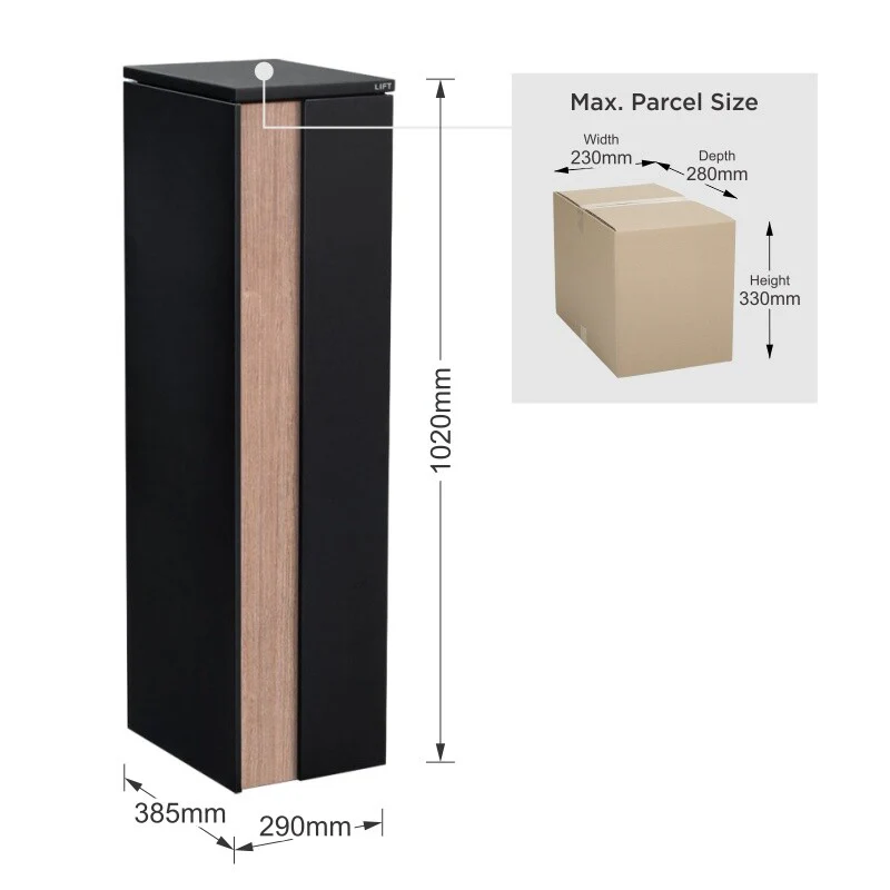 Camden Large Parcel Pillar Letterbox - Black - Image 12