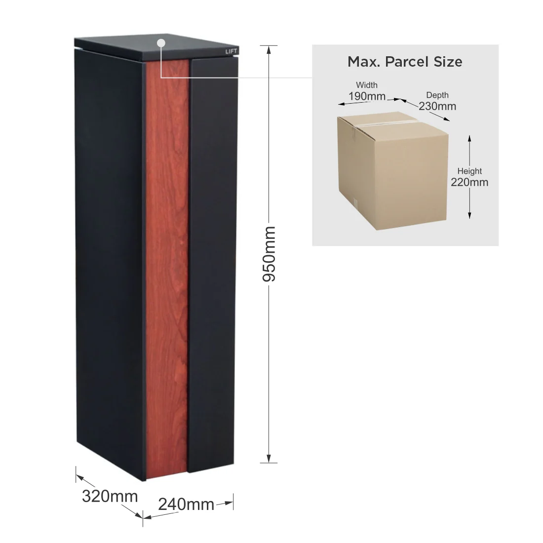 Camden Parcel Pillar Letterbox - Black - Image 14