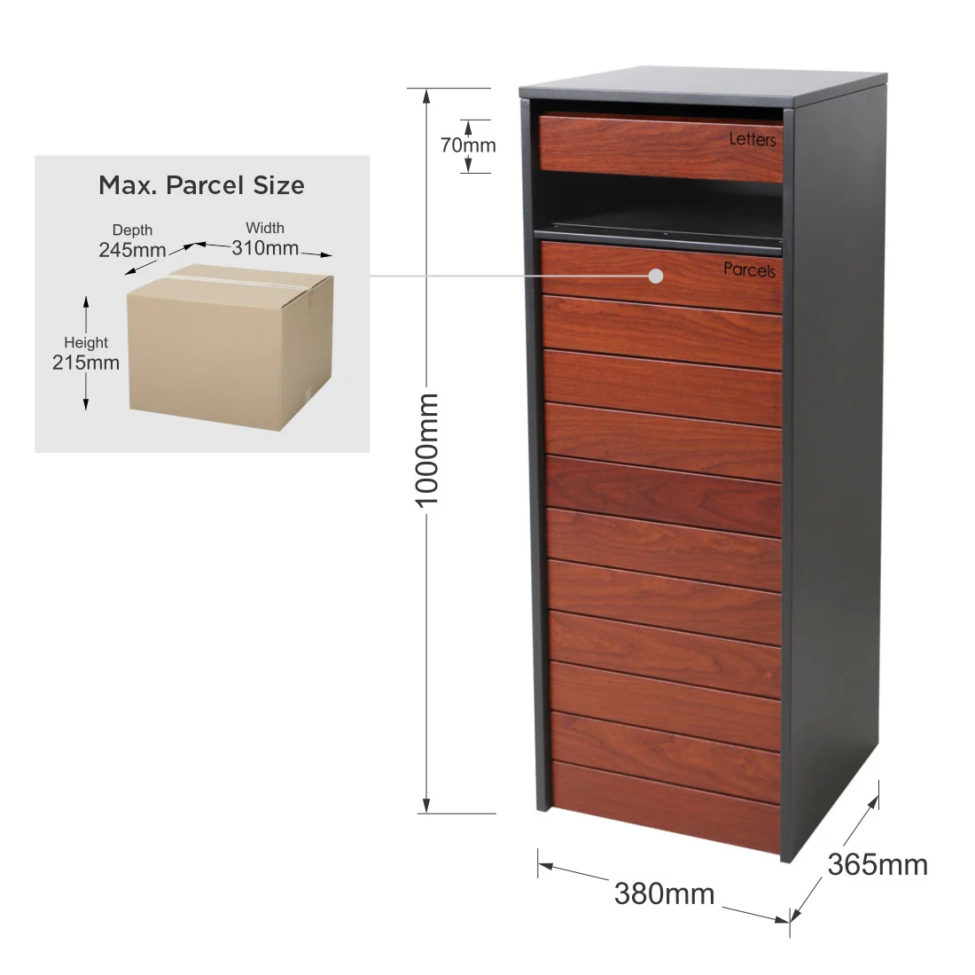 Hamilton Parcel Pillar Letterbox - Charcoal - Image 19