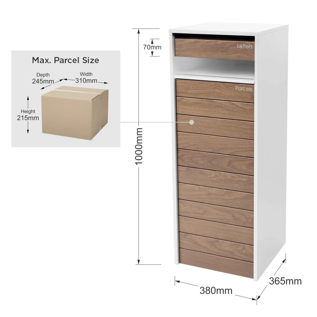 Hamilton Parcel Pillar Letterbox - White - Image 25
