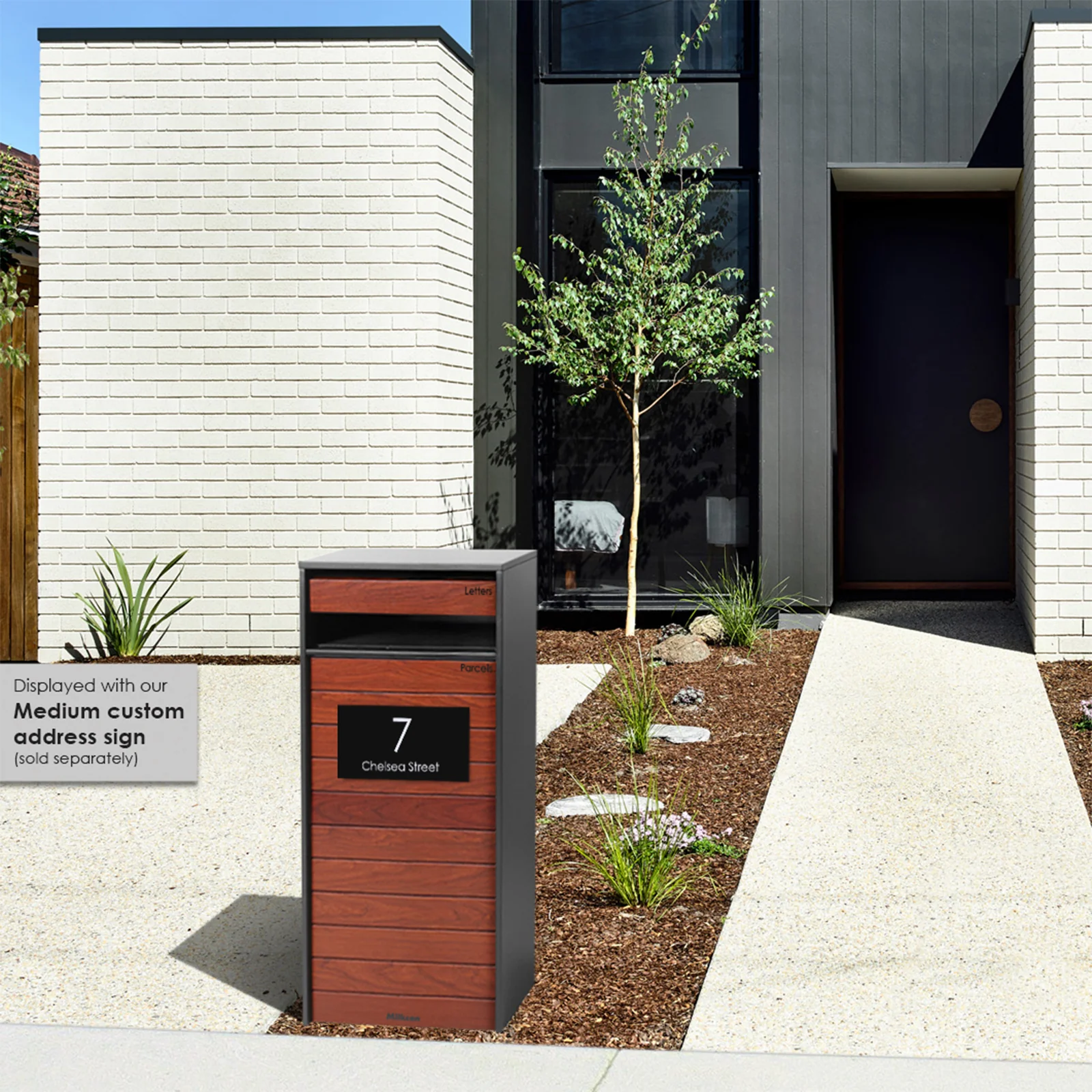 Hamilton Wide Parcel Pillar Letterbox - Charcoal - Image 22