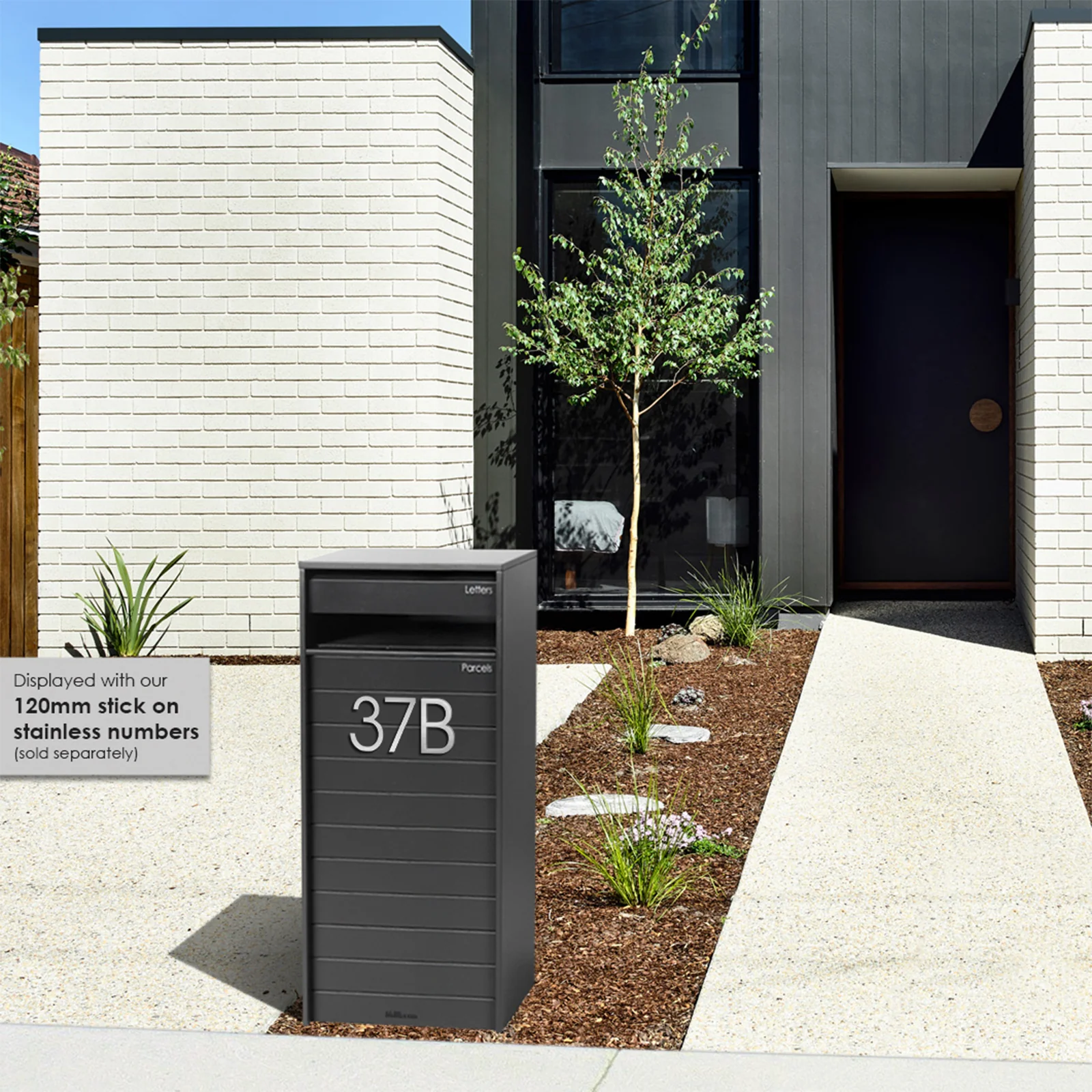 Hamilton Wide Parcel Pillar Letterbox - Charcoal - Image 27