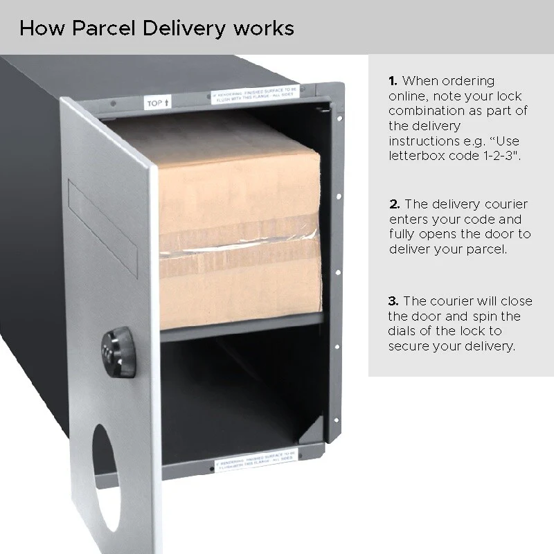 Monza Parcel Brick Front Open Letterbox - Stainless Steel - Image 3