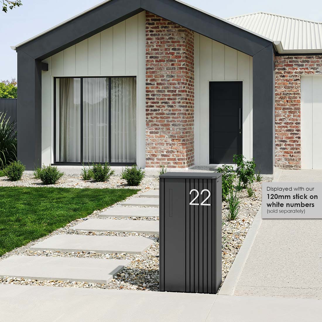 Noosa Extra Wide Parcel Pillar Letterbox - Charcoal - Image 30