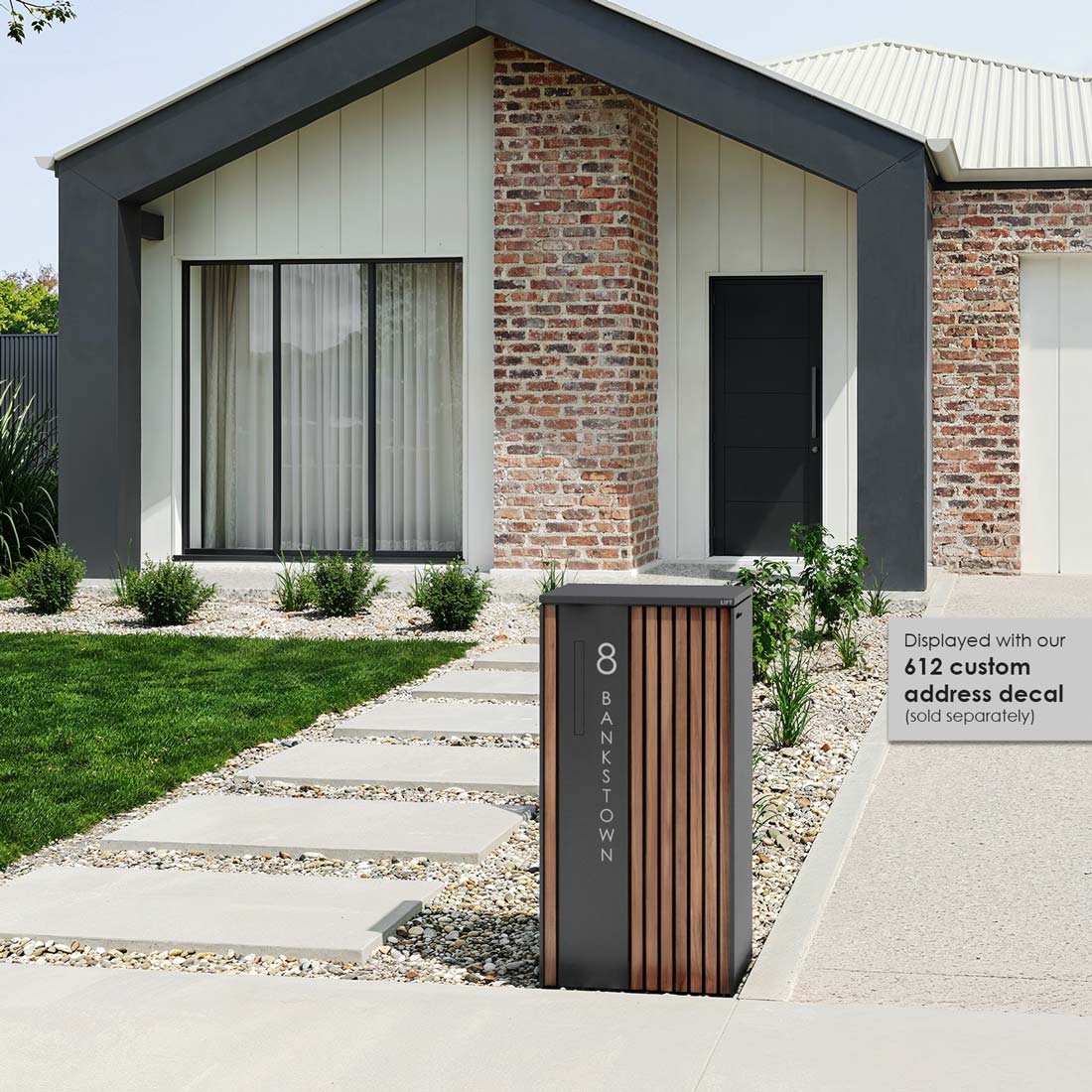 Noosa Extra Wide Parcel Pillar Letterbox - Charcoal - Image 9