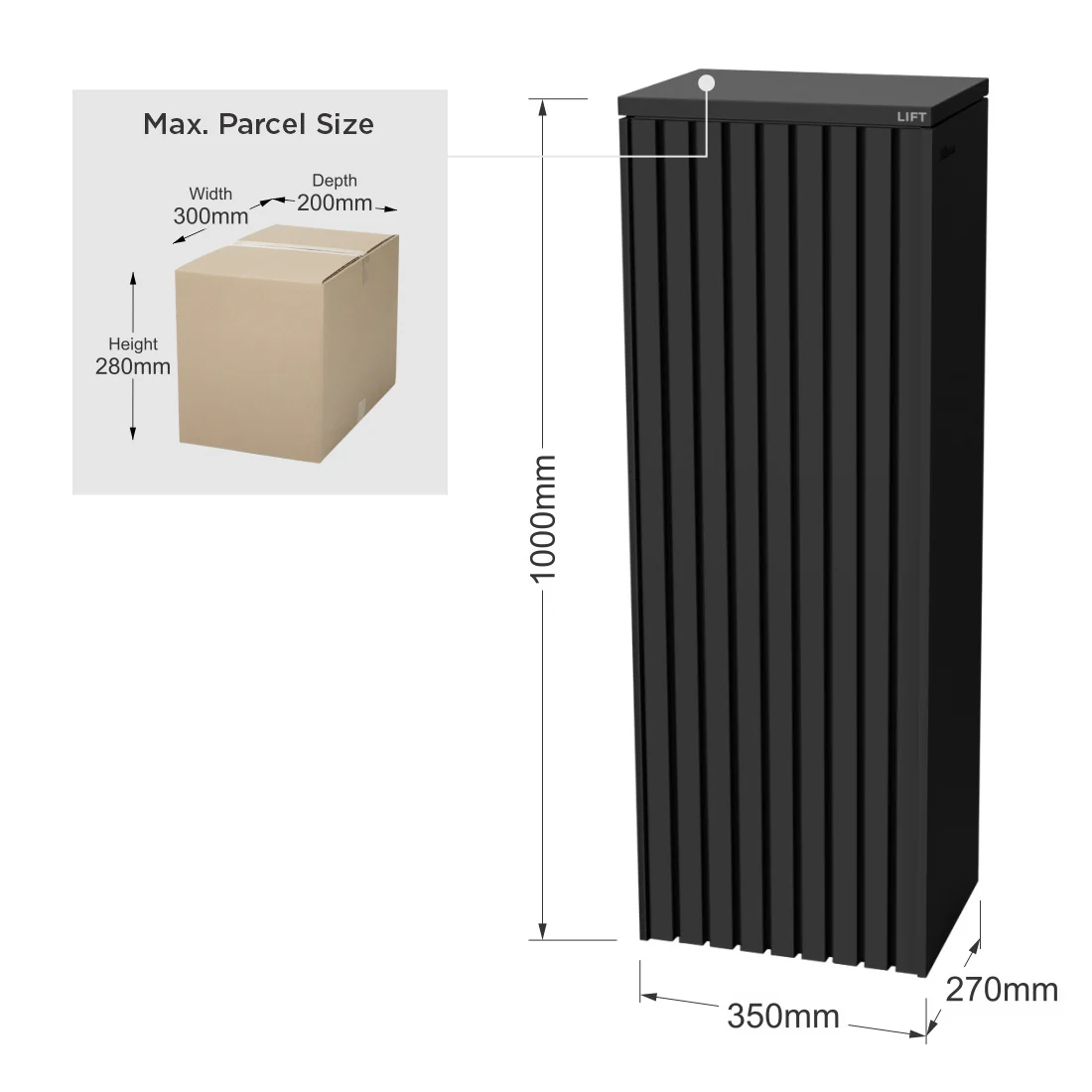 Noosa Parcel Pillar Letterbox - Black - Image 14