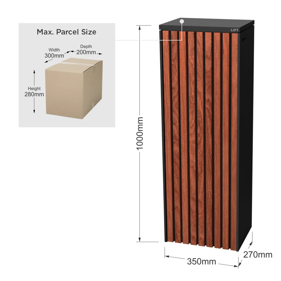 Noosa Parcel Pillar Letterbox - Black - Image 27