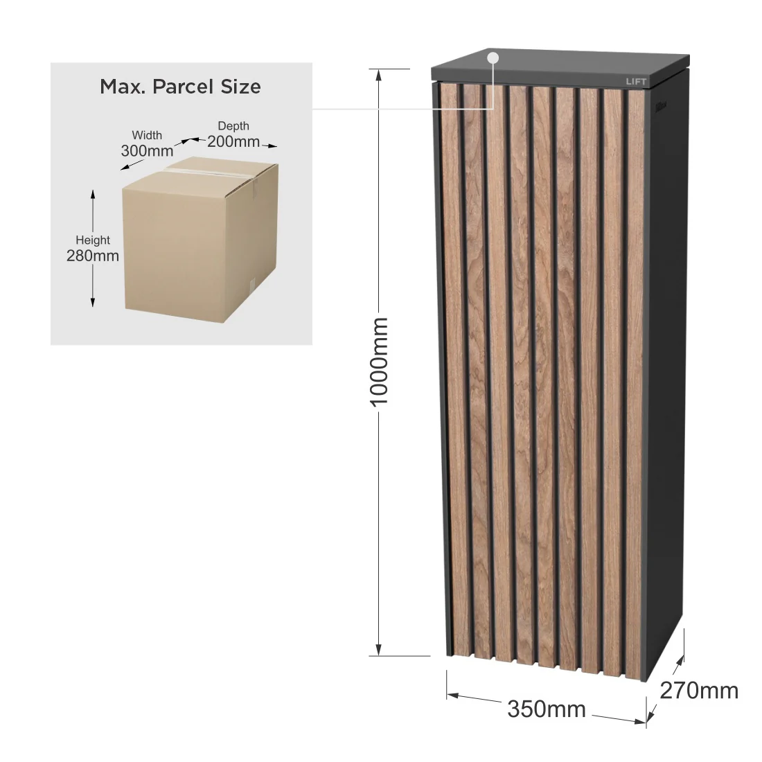 Noosa Parcel Pillar Letterbox - Charcoal - Image 9