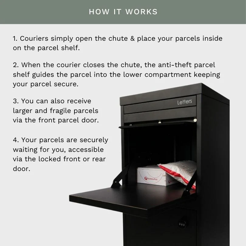 Parcel Pal 2 Pillar Letterbox - Black - Image 35