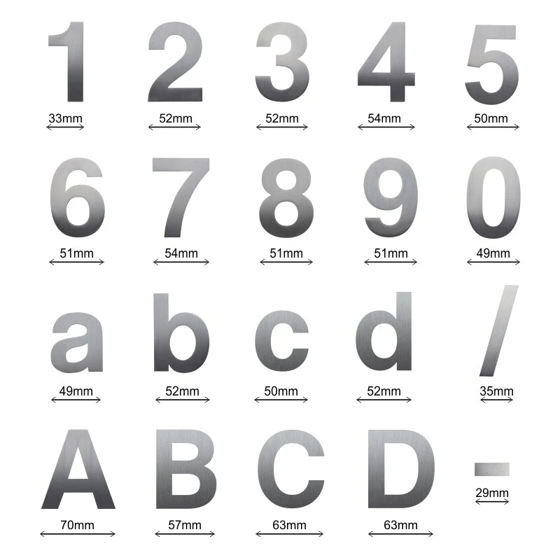 Stick on Bold House Numbers 75mm - Stainless Steel - Image 28