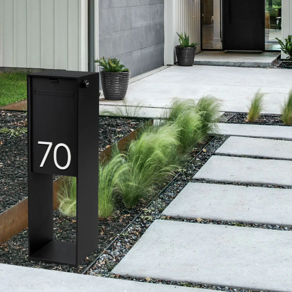 Vienna Parcel Pillar Letterbox - Black - Image 6